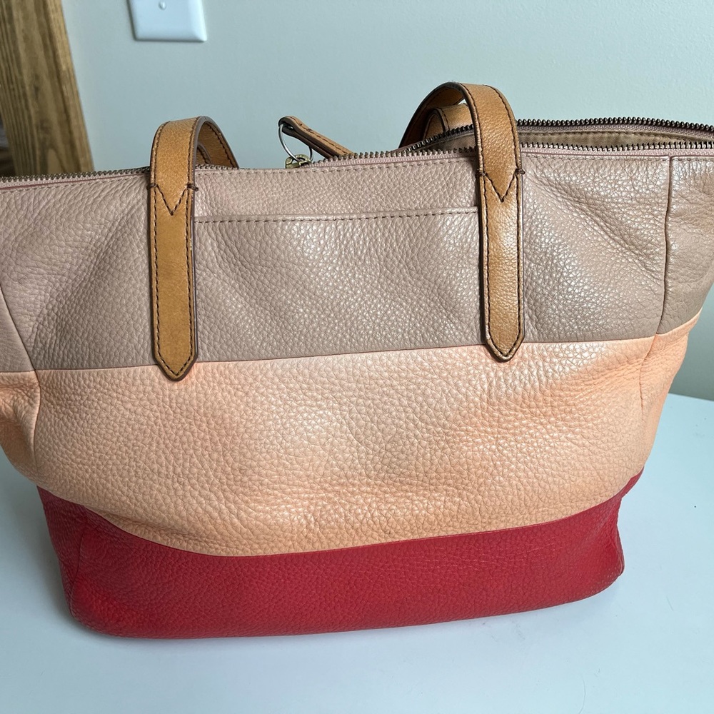 Colorblock Leather Tote Bag